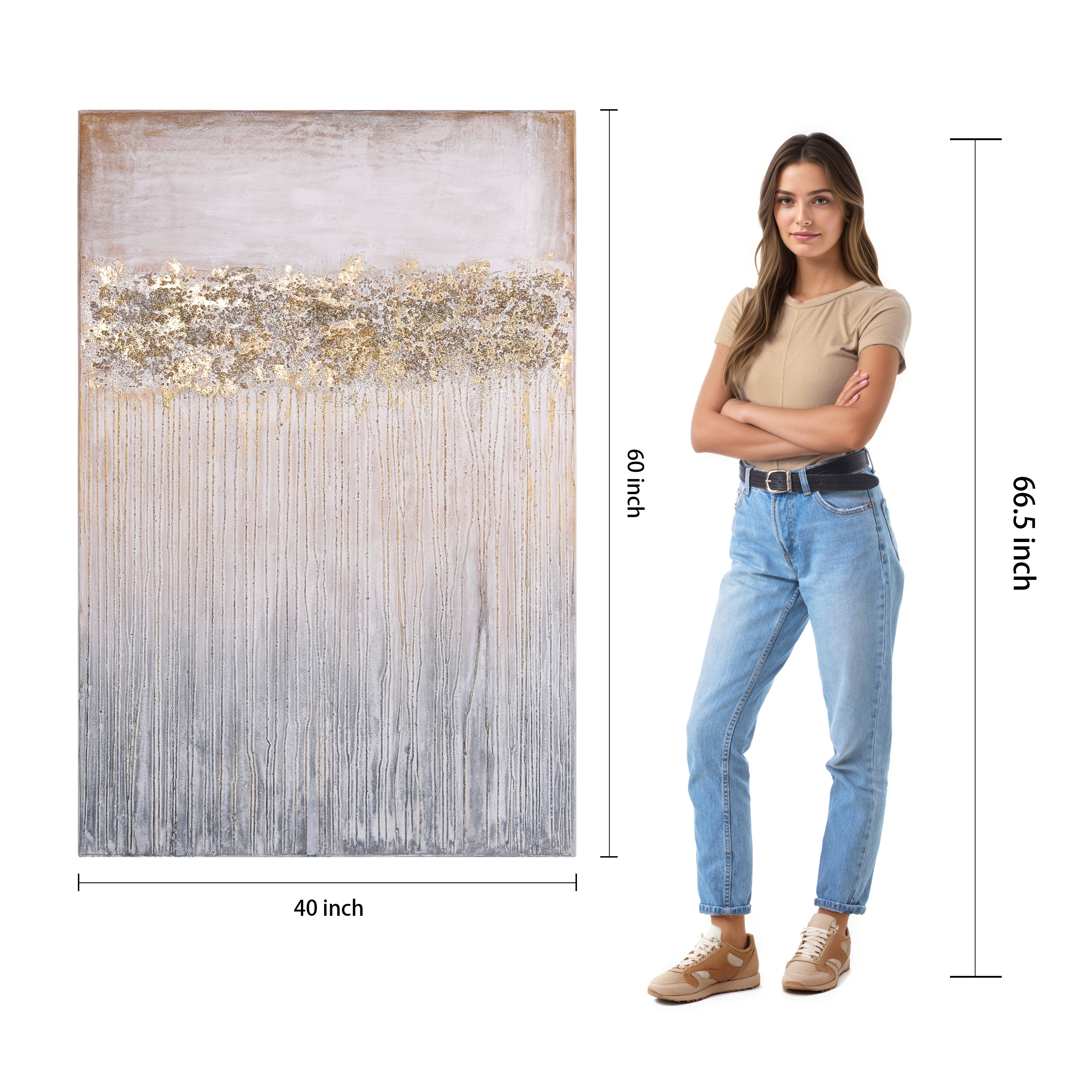 Empire Art Direct Dust Textured Metallic Hand Painted Wall Art, 40" x 60" x 1.5", Ready to Hang