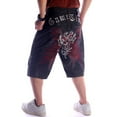 thumbnail image 3 of Ruiatoo Baggy Jeans Shorts for Men Denim Hip Hop Loose Fashion Skateboard Pants with Embroidery Black (021-1,Size 34), 3 of 5