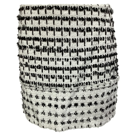 Pre-Owned Erdem Tweed Mini Skirt in White Wool