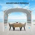 thumbnail image 6 of 11.4'x11.4' Arched Top Outdoor Pergola with Retractable Texilene Top, Patio Steel Frame Sun Shade Canopy, Gray, 6 of 7