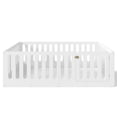 thumbnail image 6 of Jopath Twin Size Floor Bed with High Fence for Kids, Solid Wood Kids Montessori Bed with Door for Boys Girls White, 6 of 9
