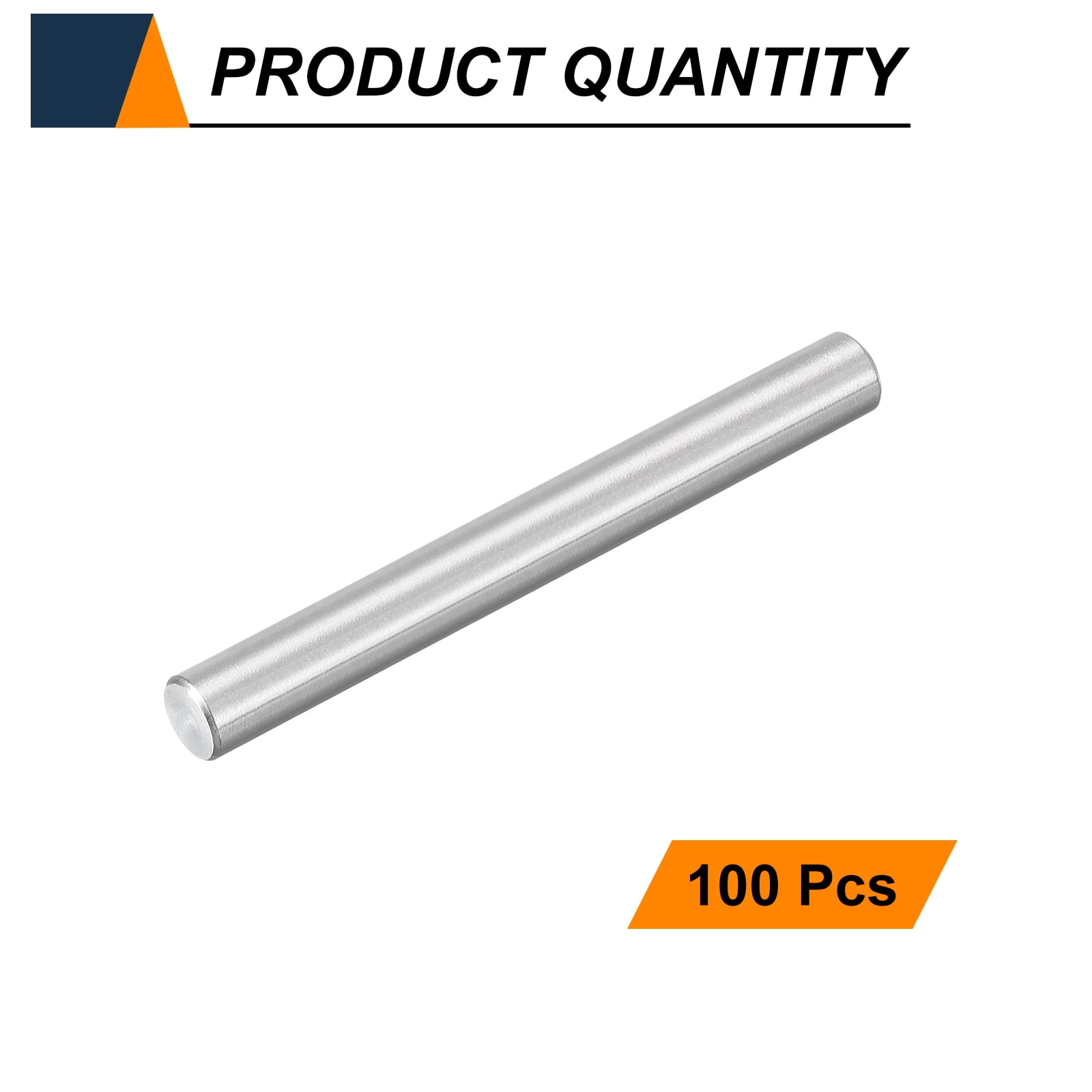 Uxcell 100pcs Dowel Pins M3.5(3.5mm) x 35mm 304 Stainless Steel Cylindrical Shelf Support Peg Pin Rod Fasten Elements for Metal Devices Wood Furniture DIY Installation, Silver