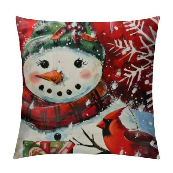 Qinduosi Christmas Snowman Throw Pillow Cover Pillowcase Pillow Covers Standard Size Set of Holiday Cushion Case Decoration for Bed Sofa inch