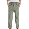 thumbnail image 2 of Owordtank Mens Long Elastic Comfy Drawstring with Pockets Casual Pants Lightweight Trouser, 2 of 3