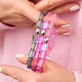 thumbnail image 4 of Pink Nebula | .925 Sterling Silver | Galaxy Glass Pebble Bracelet, 4 of 6