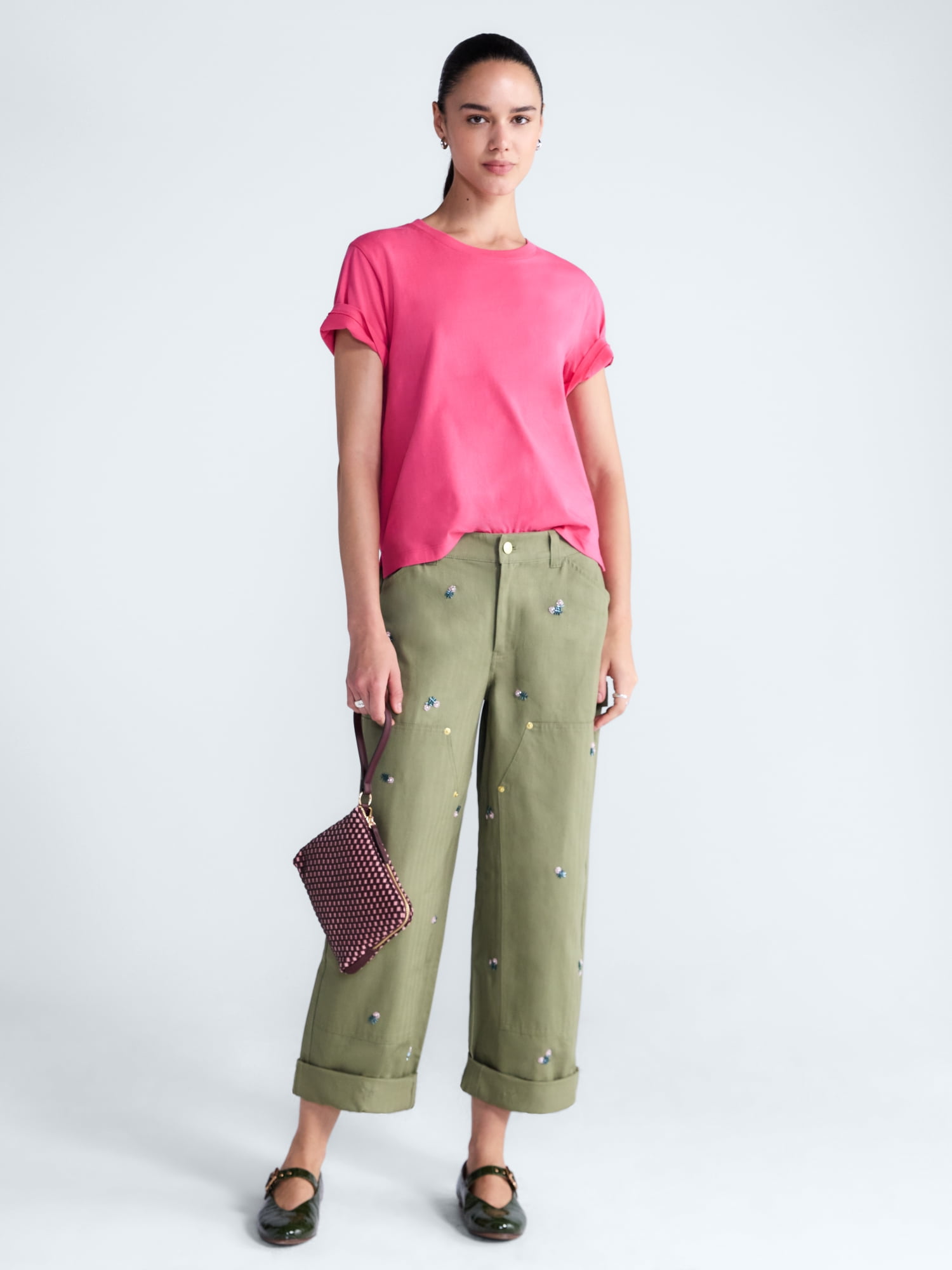 Free Assembly Women's and Women's Plus Cotton Cropped Boxy Tee with Short Sleeves, Sizes XS-4X