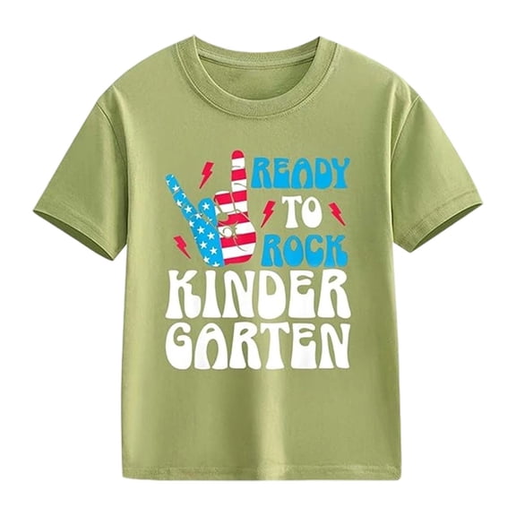 Gbsyewxs Toddler Boys T-Shirts Short Sleeve Letter Graphic Tshirts For Boys Crew Neck Casual Children Tees Size 4-5 Years Army Green