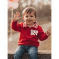 thumbnail image 5 of BemeyourBBs Toddler Baby Boy Girl Valentine Outfit Jesus Love Me Sweatshirt Fall Winter Spring Baby Christening Clothes Long Sleeve Plaid Lapel Quarter Zip Pullover Letter Heart Embroidery Tops, 5 of 9