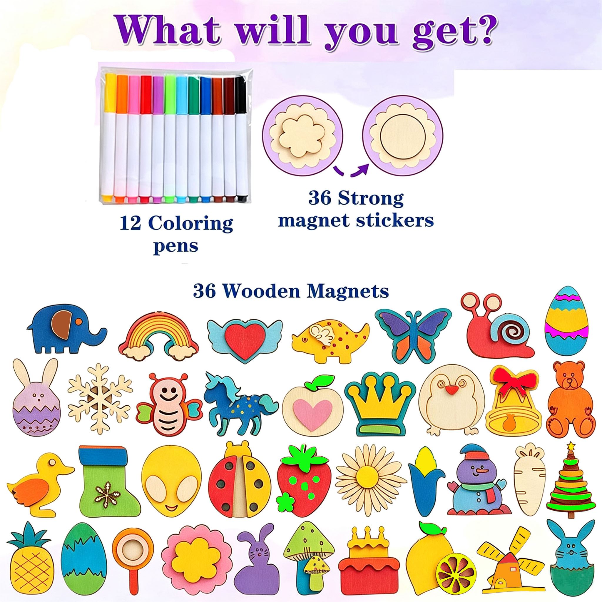 Beautysureup 36-Piece Wooden Magnet Painting Kit photo 3