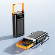 Misty 80000mAh Solar Power Bank External Battery Backup Charger Built-in Cables &LED Flashlight Black