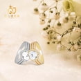 thumbnail image 6 of 14k Gold Over Silver Heart-cut Cubic Zirconia CZ Halo Ring, 6 of 7