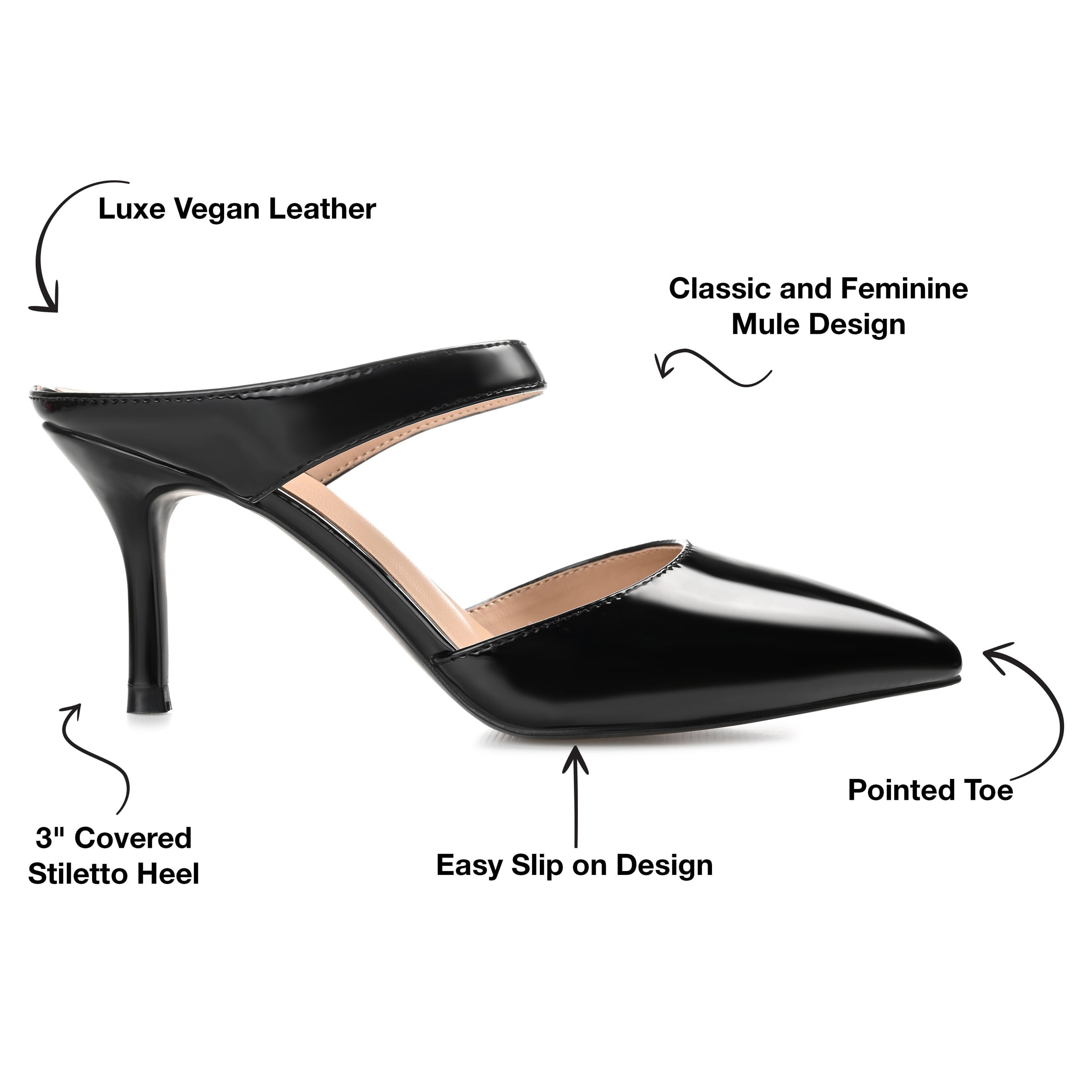 Journee Womens Maevali Mules Mid Stiletto Pointed Toe Pumps