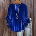 thumbnail image 2 of Turilly Women's Lace Three-Quarter Sleeve Tops V-Neck Button Casual Solid Color Top, 2 of 6