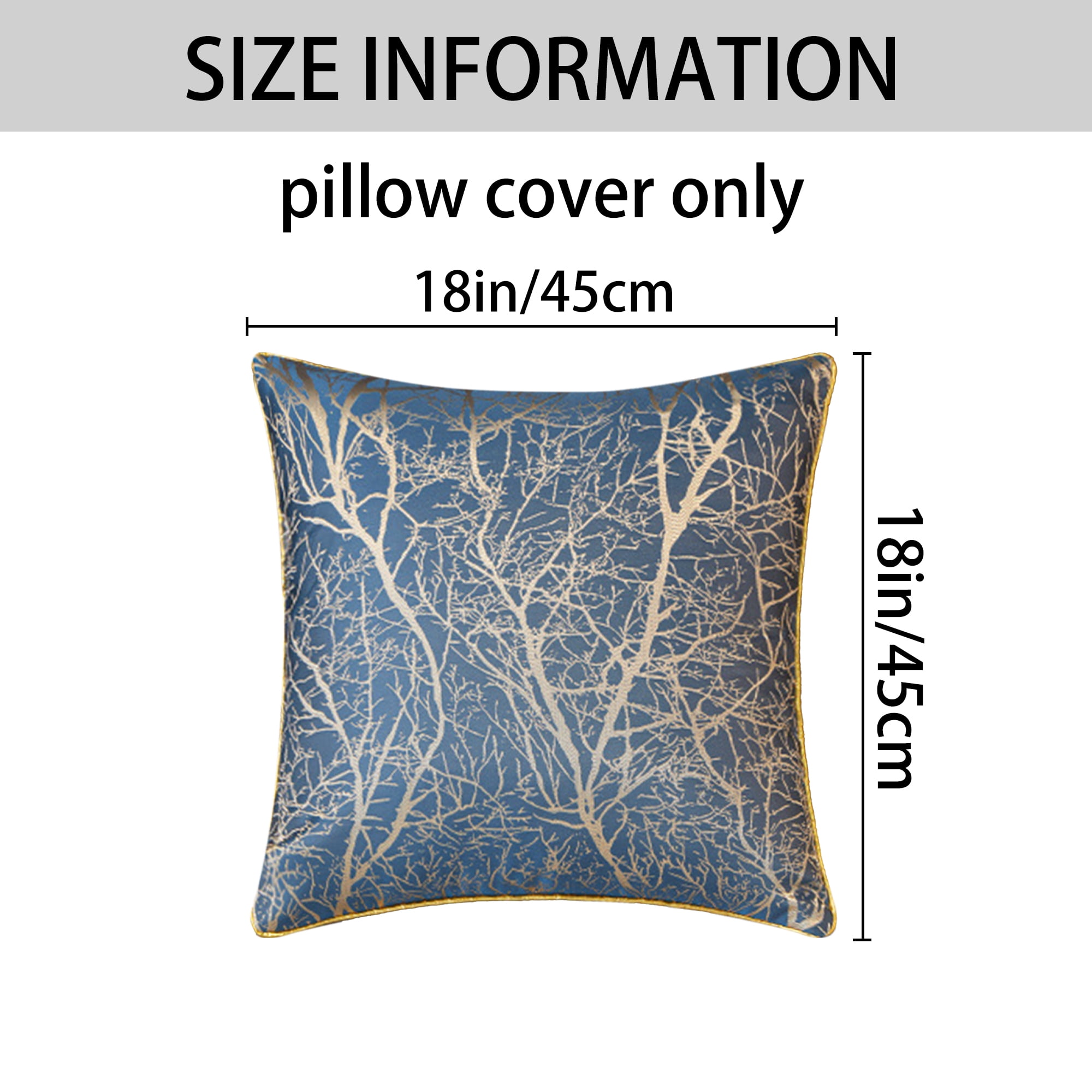 Unique Bargains Set of 2 Floral Leaf Botanical Pattern Decoration Blue 18" x 18"