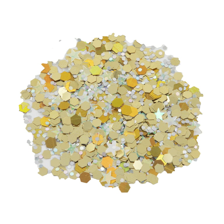 Sulyn Glitter Shapes for Crafts Stacking Jar - Golden Galaxy Gold - 2.1 oz