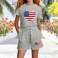 thumbnail image 4 of Boys Girls Kids 2-Piece Outfit Set Patriotic Graphic Print Short Sleeve Top & Shorts Gray 5-6 Years, 4 of 5