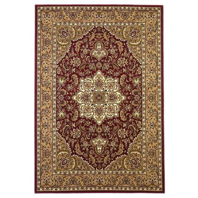 HomeRoots 352870 Tapis Rond 7 Pi. 7 Po. Polypropylène Rouge & Beige