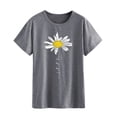 thumbnail image 3 of ZXSXSY Women's Daisy Letter Print Crew Neck Short Sleeve Graphic T-Shirt, 3 of 7