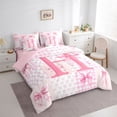 thumbnail image 3 of Castle Fairy Personalized Initial Pink H Bedding Comforter Set,Bow Tie King Bedding Sets, 3 of 8