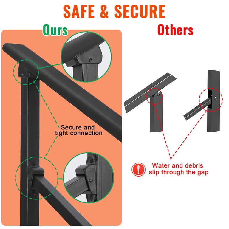 Expandable Railing Adjustable Stair Rails 2-Pack 5-Step Outdoor Handrails - Adjustable ...