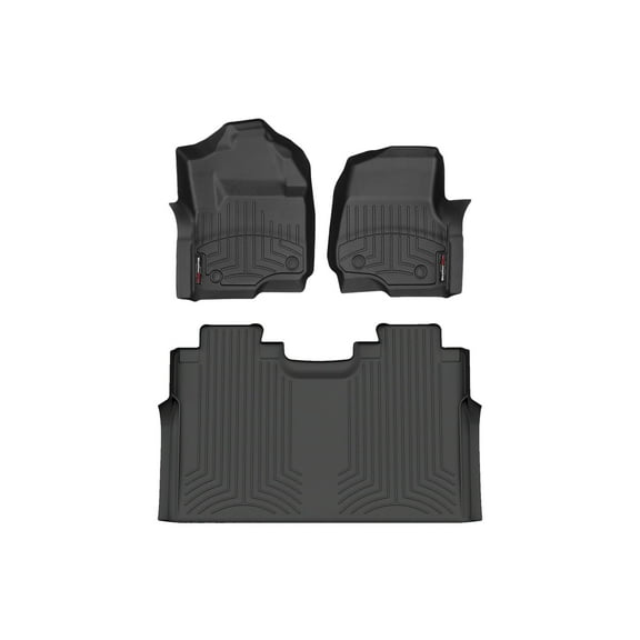 WeatherTech Custom Fit FloorLiners compatible with 2023-2024 Ford Super Duty - 1st & 2nd Row, Black