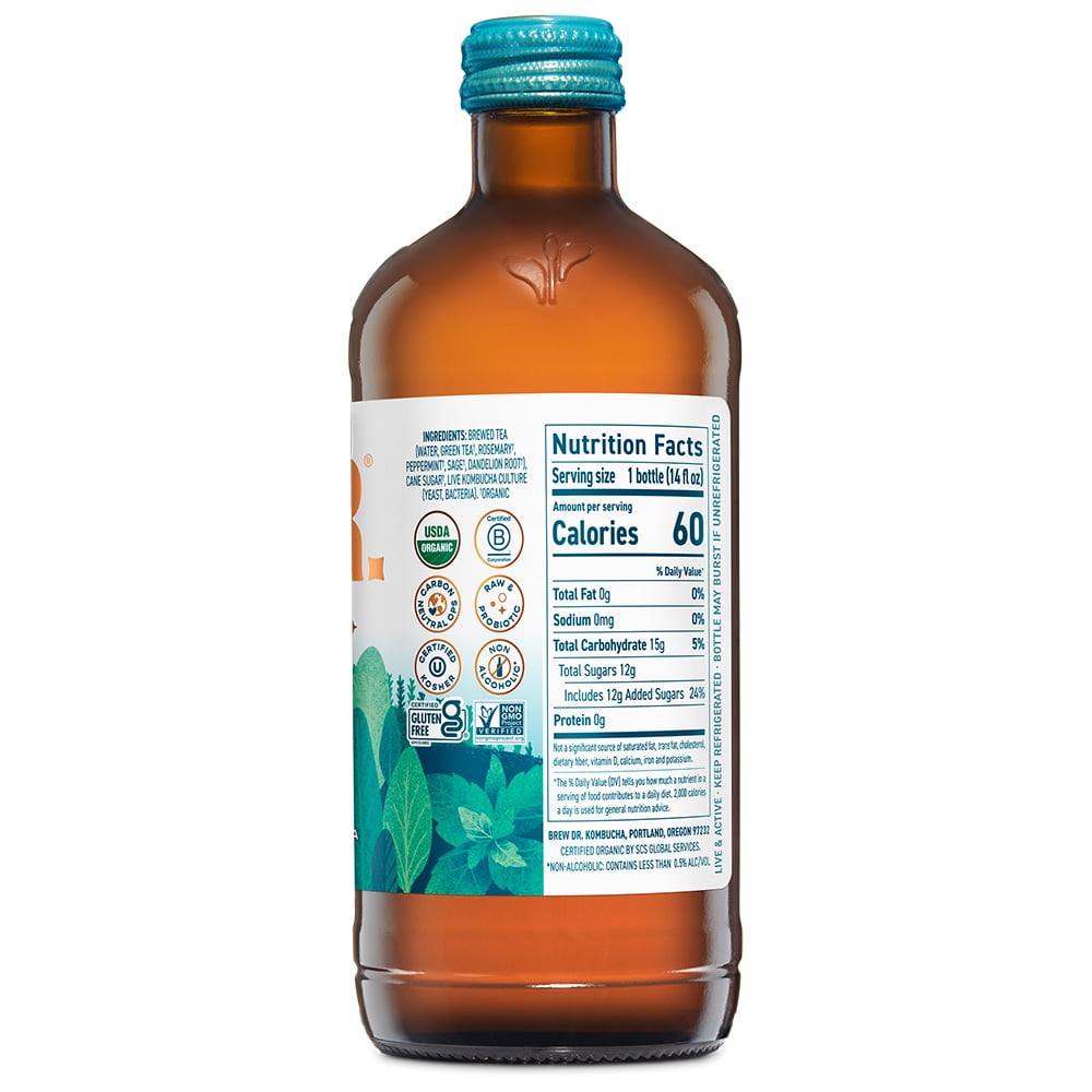 Brew Dr. Kombucha, Clear Mind - Organic Kombucha - 14 oz bottle