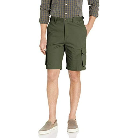 Men's Haggar® 10" Straight-Fit Stretch Cargo Flat-Front Shorts Color: Olive Size: 34