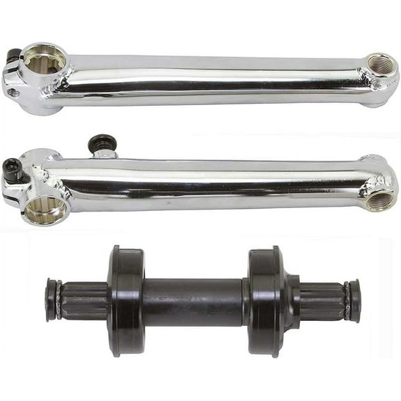 Lowrider Chrome Chromoly Bike Crank Set 175mm USA/BB 8t, 8Splines with Sealed Bearing. American Bicycle Crank Set