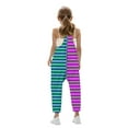 thumbnail image 6 of Odeerbi 5-14 Years Kids Girls Summer Jumpsuit Color Block Striped Camisole Romper Spring Casual Breathable Comfortable Overalls Strap Bib Overall Pants Playsuit, 6 of 8