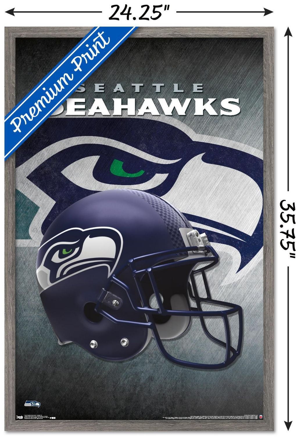 NFL Seattle Seahawks - Helmet 16 Wall Poster, 14.725" x 22.375" Framed