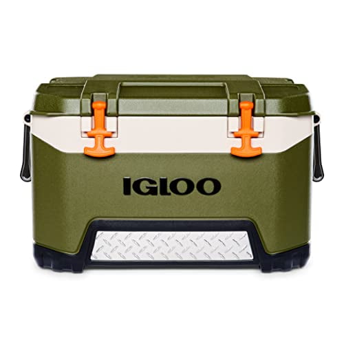 Igloo BMX 52 Quart Cooler with Cool Riser Technology, Fish Ruler, and Tie-Down Points - 16.34 Pounds - Green and Orange