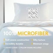 White Classic Luxury Collection 3-Piece Microfiber Zippered Duvet Cover Set, White, King, 104 x 90