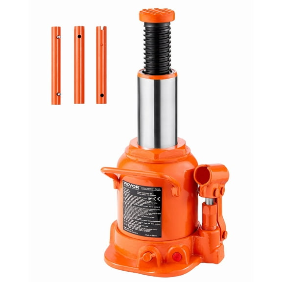 VEVOR Hydraulic Bottle Jack, 20 Ton/44092 lbs Welded Bottle Jack with 6.69''-12.6'' Lifting Range & 3-Section Long Handle