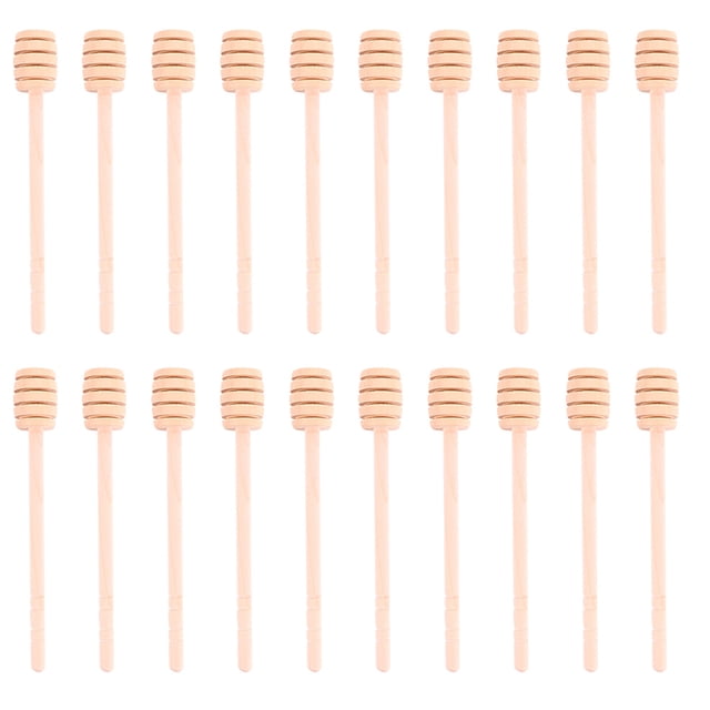 20 unids de madera larga miel con agitación palillo miel dipper palo miel cuchara cucharada varilla