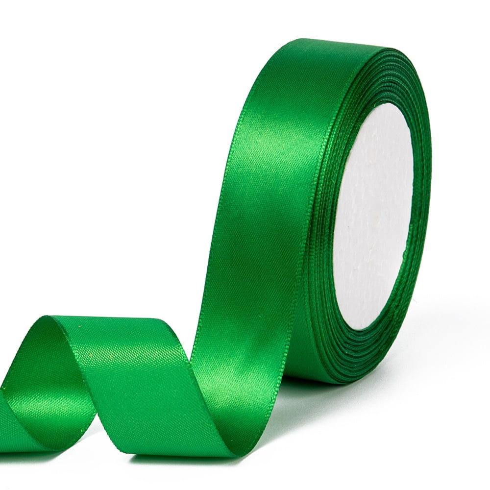 Single Face Satin Ribbon Polyester Ribbon Green 1 inch(25mm) wide 25yards/roll(22.86m/roll) 5rolls/group 125yards/group(114.3m/group)