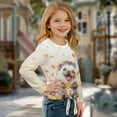 thumbnail image 3 of Xixirimido Hedgehog Fall Leaf Pattern Girls Long Sleeve Shirts Cute Kids Fashion Crew Neck Tunic Tops Tie-hem Tees for Fall Winter, Size 7-8, 3 of 7