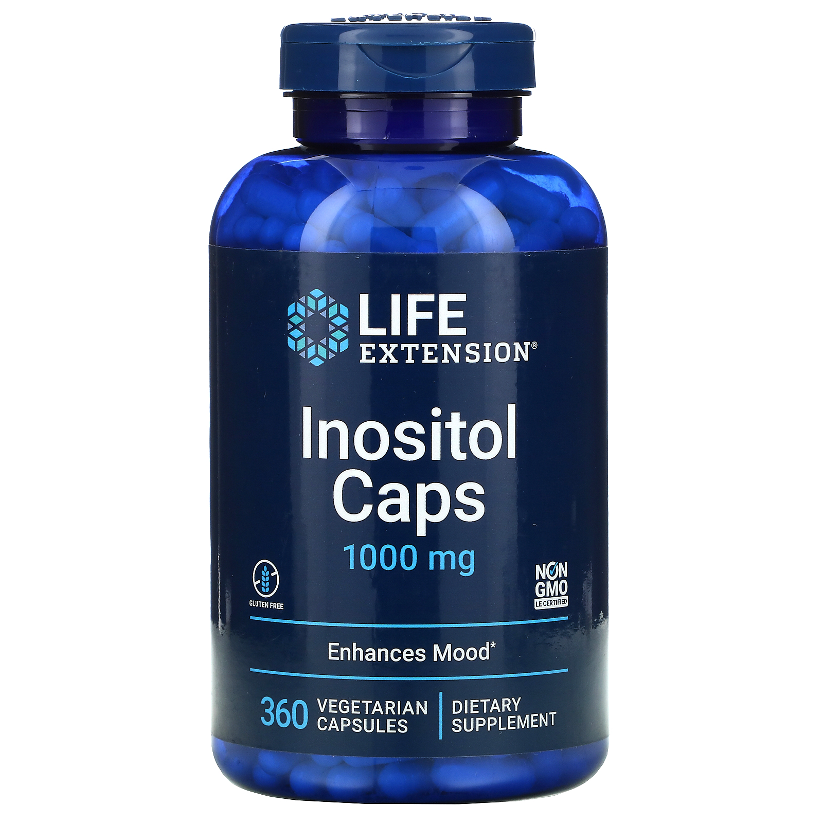 Life Extension Inositol Caps, 1,000 mg, 360 Vegetarian Capsules