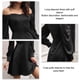 thumbnail image 5 of Vestido Con Mangas Abullonadas, Botón De Vestido Con Cuello En V Color Puro De Moda Cómodo Para El Trabajo Para Mujeres Para Citas ANGGREK Negro M, 5 of 6