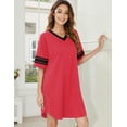 thumbnail image 2 of Ekouaer Women's Nightgown Cotton Sleep Shirt V Neck Short Sleeve Loose Comfy Pajama Sleepwear, 2 of 5