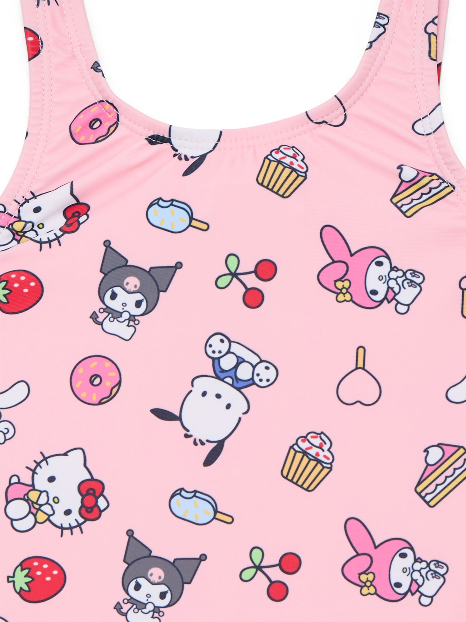 Hello Kitty x Wonder Nation Toddler Girl One-Piece Swimsuit, Sizes 18M-5T