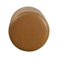 thumbnail image 3 of Round Upholstered Ottoman Caramel Faux Leather: Channel Tufted, No Assembly Required, 3 of 6