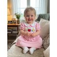 thumbnail image 5 of BemeyourBBs Toddler Baby Girl Back to School Dresses Kids Kindergarten Outfits Baby Girl Summer Dress with Bows Striped Apple Embroidered Puff Short Sleeve Doll Collar Causal A-line Dress, 5 of 9
