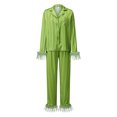 thumbnail image 3 of AIGUR Mommy and Me Matching Striped Pajama Sets Fashionable Lapel V Neck Long Sleeve Button Down Tops with Pants 2Pcs Sleepwear, 3 of 11