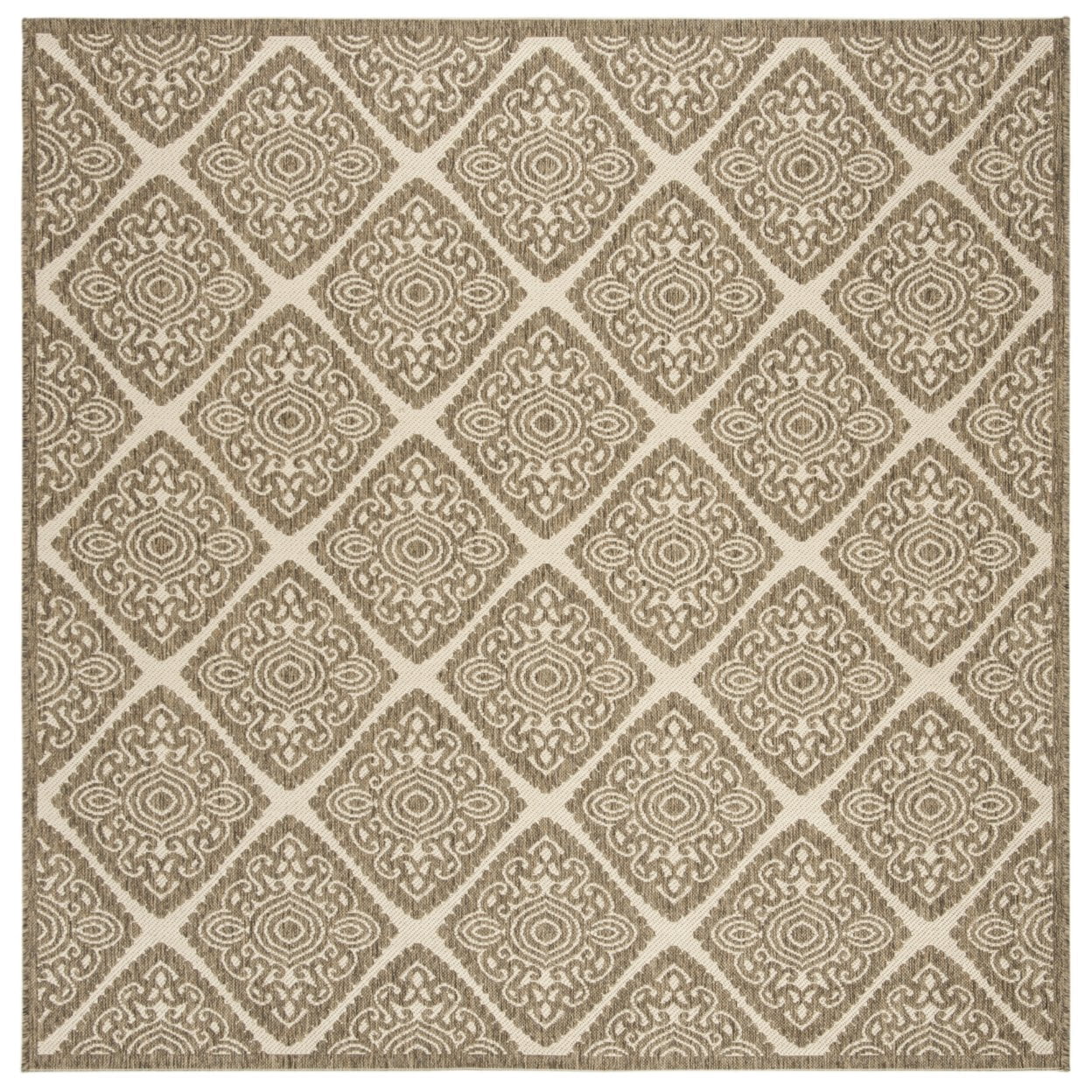 SAFAVIEH Beach House Frazier Geometric Indoor/Outdoor Runner Rug, Cream/Beige, 2'2" x 8'