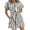 Gray, variant on Efsteb Casual Dresses for Women Striped V Neck Short Sleeve Summer Mini Dress Button Up Short Dress （Brown，L）