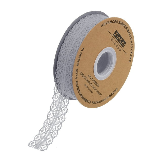 Unique Bargains 1.2 Inch Wide 50 Yard Lace Ribbon Floral Pattern Gray Lace Trim Ribbon for Gift Wrapping, Wedding Decor