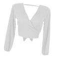 thumbnail image 1 of Blusas Ajustadas Cruzadas Del Ajuste Cruzado de La Manga Larga Del Cuello en V de Las Mujeres Del Verano L Yuyangstore Top corto de mujer, 1 of 8