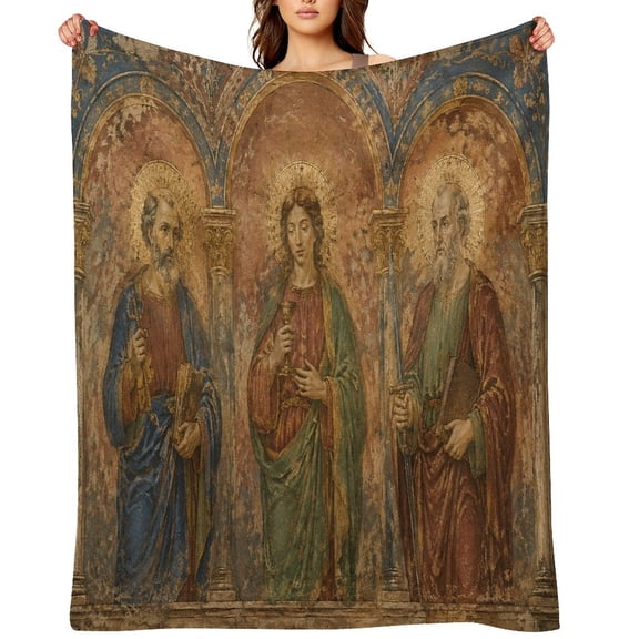 RKSupls Angelwith Golden Wingsin Field Soft Flannel Throw Blanket, Lightweight Fuzzy Warm Cozy Blanket for Couch Bed Home Travel Decor