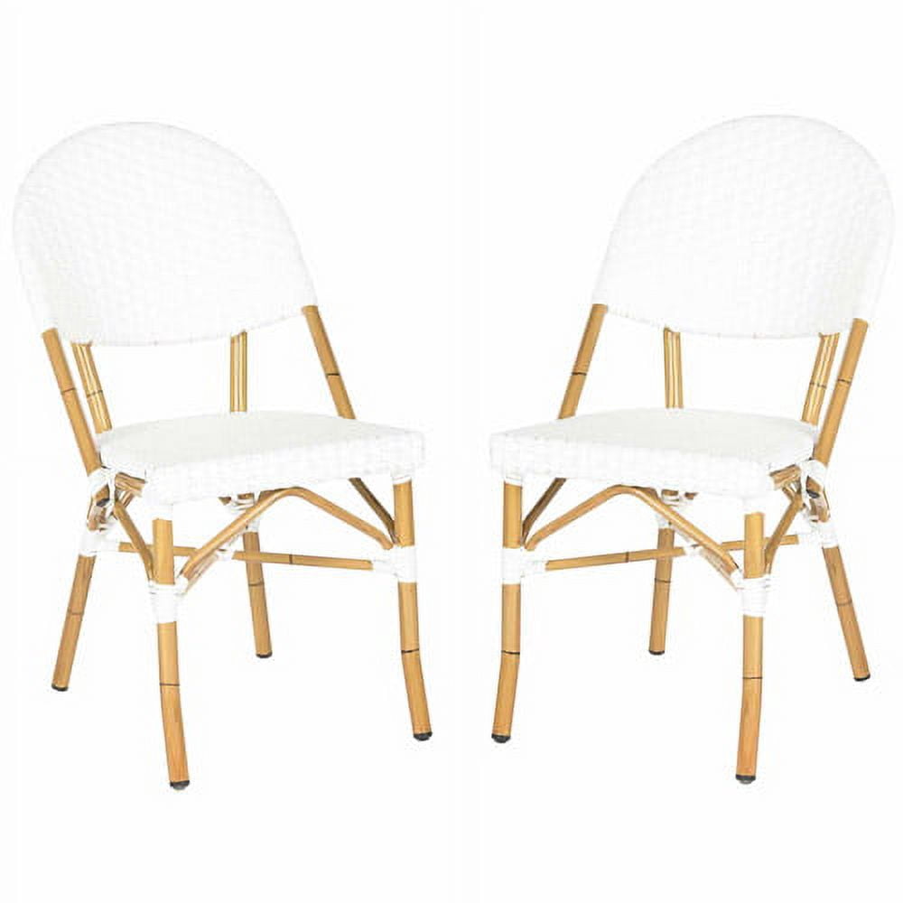 Safavieh Barrow Wicker Indoor-Outdoor Stacking Side Chair, Off White, Set of 2