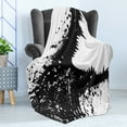 thumbnail image 4 of Safari Soft Flannel Fleece Blanket, Black and White Crocodile Image with Grunge Drawing Style Attacking River Warrior, Cozy Plush for Indoor and Outdoor Use, 70" x 90", Black White, by Ambesonne, 4 of 5